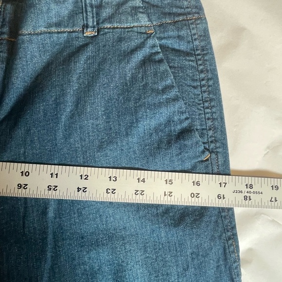 Theory Straight Wide Leg Flare Denim Trousers Jeans Womens 6 Blue Cotton Stretch - Picture 12 of 16